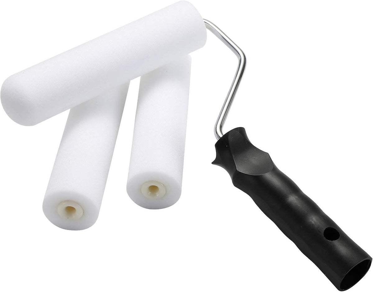 KUPOO 6" Foam Paint Roller Kit Mini Roller with Frame,Tray & 8 Refills