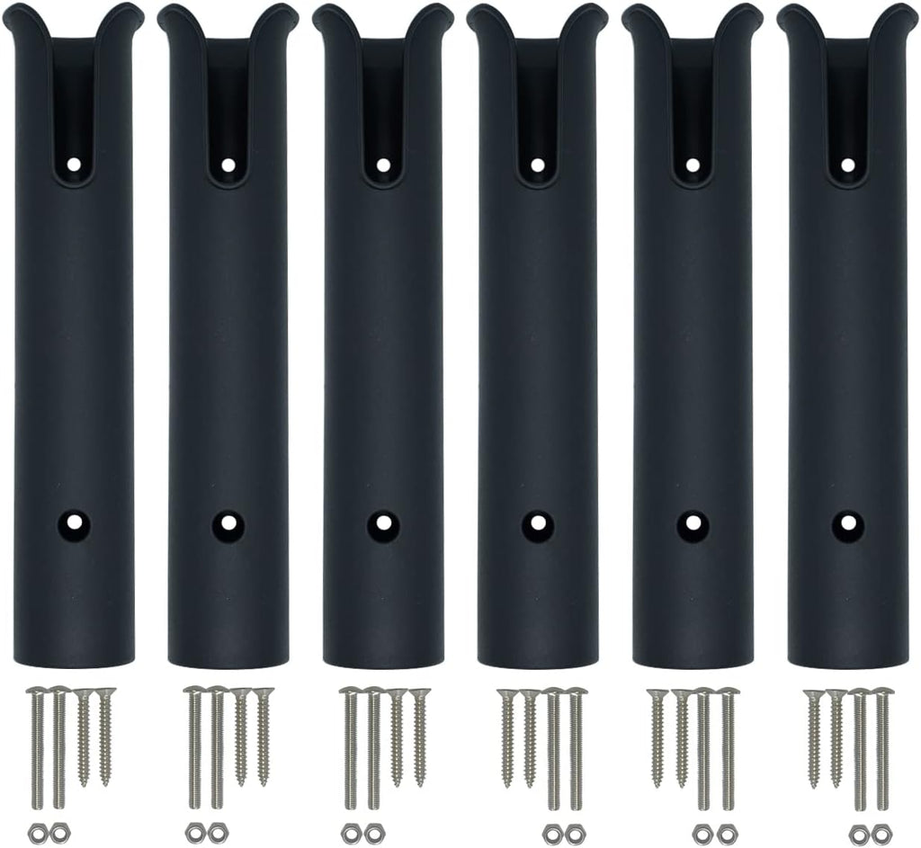 Wall Mounted Fishing Rod Holders Tubes Links Fishing Rod Holder Rack Rests (2-TUBE Black-HiUmi)