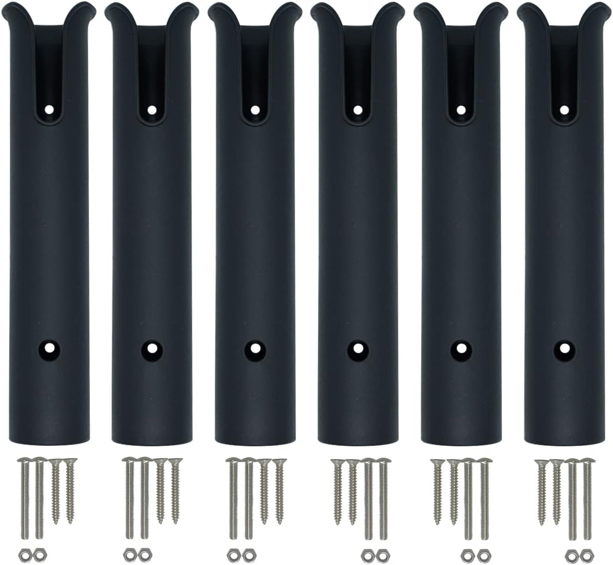Wall Mounted Fishing Rod Holders Tubes Links Fishing Rod Holder Rack Rests (2-TUBE Black-HiUmi)