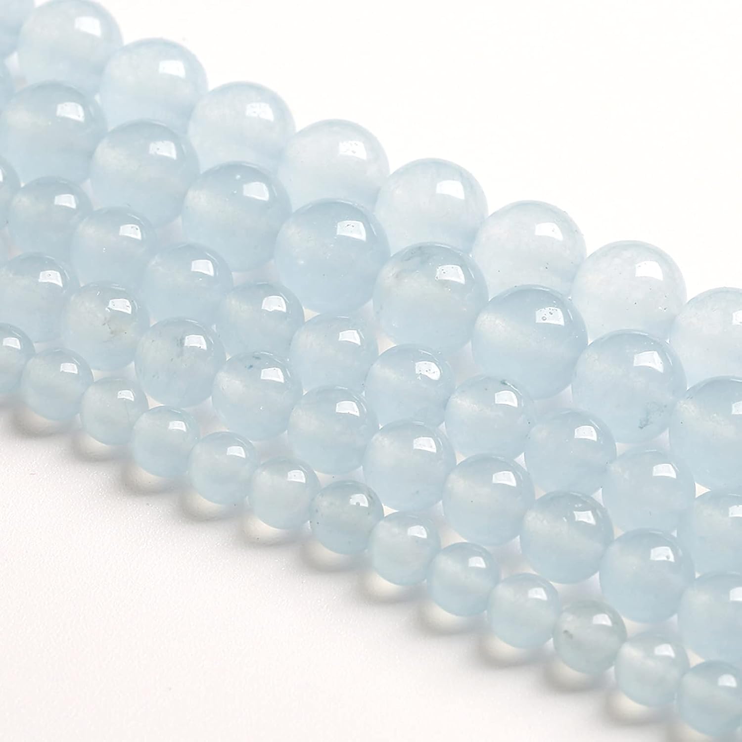 12MM 32PCS Natural Stone Light Blue Chalcedony Loose Beads for Jewelry Making DIY Bracelet Necklace