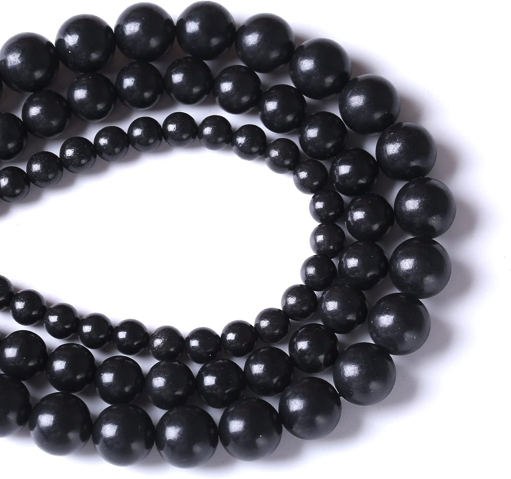 160PCS 4MM Natural Stone Shungite Beads Crystal Loose Beads for Jewelry Making DIY Bracelet