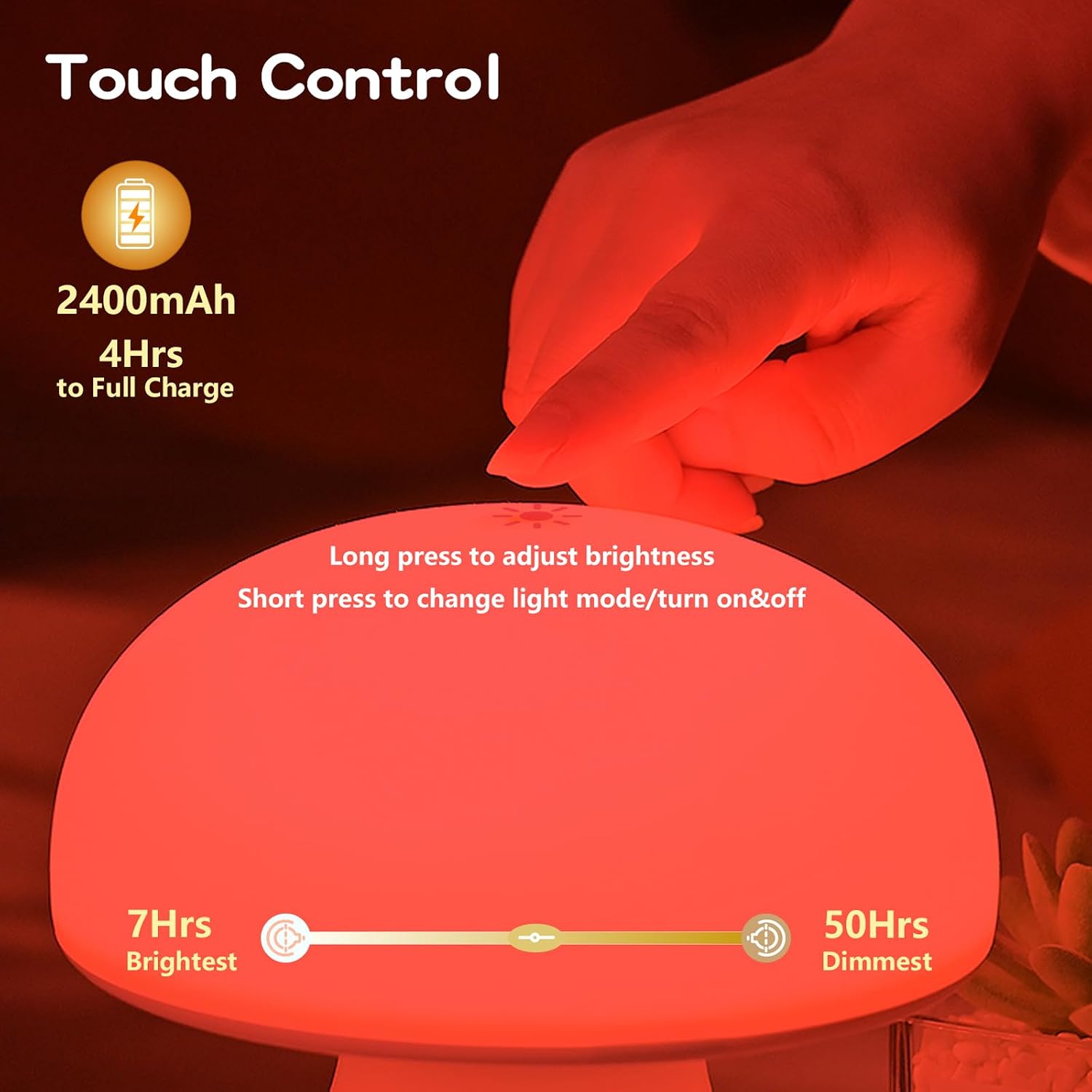 Red Light Therapy Lamp, Dimmable Red Night Light for Bedroom Sleep