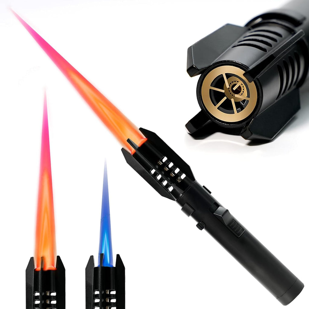 Camping Lighter, Torch Lighter, Straight Flame Bright Fire Refillable,Black