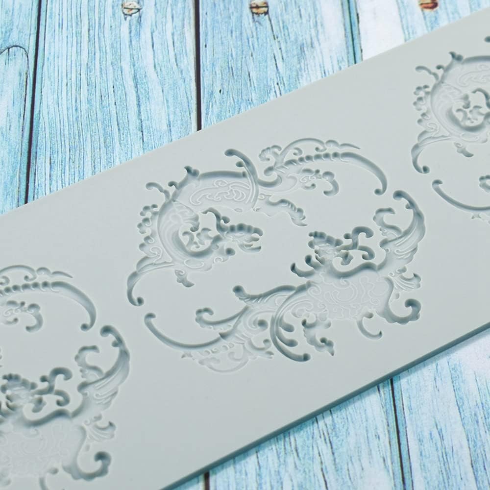 Hollow Leaf Silicone Molds Lover Heart Chocolate Molds Geometry 3D Silicone Mould Chocolate Candy Leaf Mold Sugar Craft Cake Decoration Cupcake Top (J_Dragon_14.4 * 5 * 0.12inch)