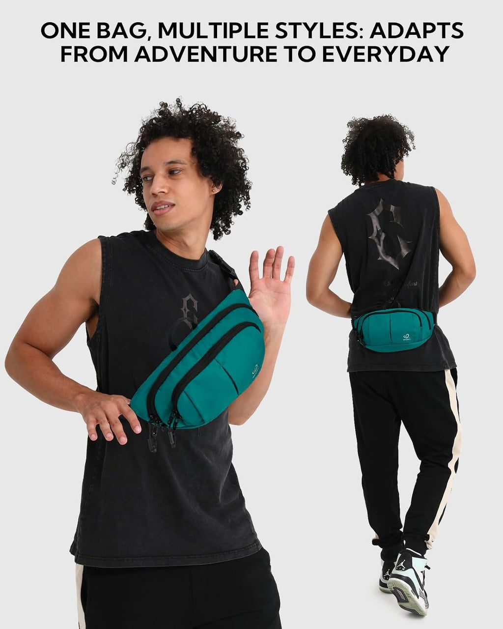WATERFLY RFID Crossbody Fanny Pack 2.5L Waist Packs for Woman Man