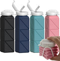 BEAUTAIL Collapsible Water Bottles with Straw 21 oz, Travel Water Bottle