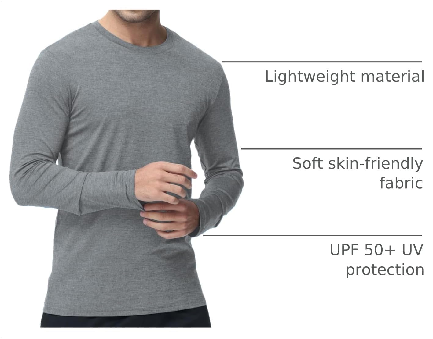 Kinglaman 6 Pack Men Dry Fit Workout Long Sleeve UPF 50+ Athletic Gym Shirt