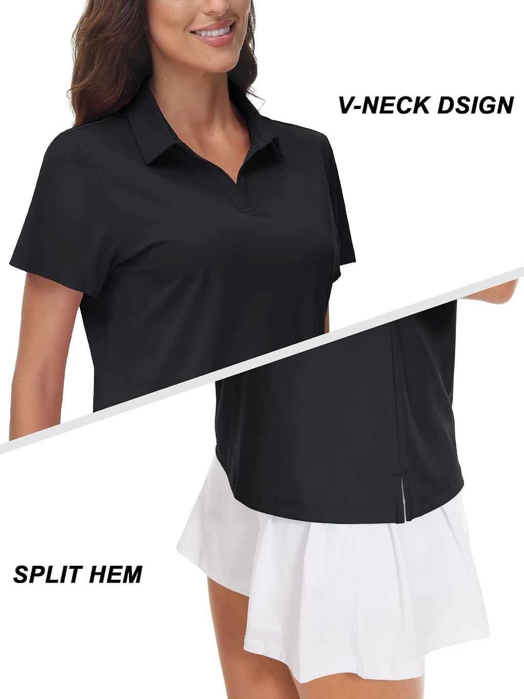 TACVASEN Women's V-Neck Polo Shirts UPF 50+ Short Sleeve Sun Protection Quick Dry Golf Polos Collared Shirt