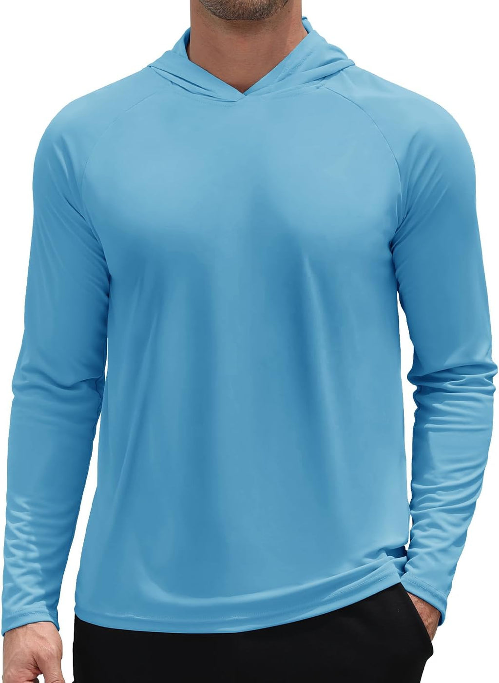 Mens UPF 50+ Sun Hoodie UV Protection Long Sleeve Swimming Rash Guard SPF Quick Dry Fishing Shirt for Outdoor Sports