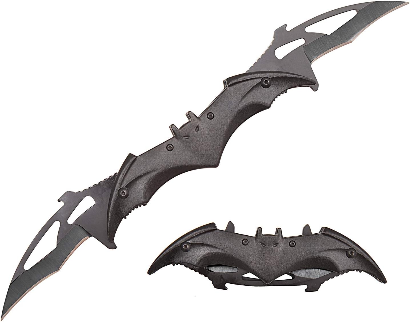 Twin Blade Knife - Pocket Folding Spring Assisted Dual Blades Bat Knives With Belt Clip Rainbow, Red, Black, Gold And Silver (black-gold)