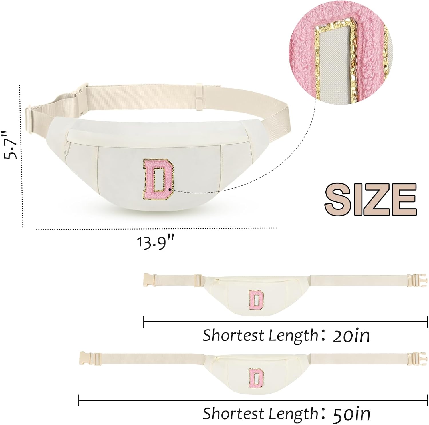 MAXTOP Birthday Gifts for Women Men,Personalized Initial Letter Patch Fanny Pack Crossbody Bag with 3-Zipper Christmas Gift Trendy Stuff for Daughter Sister Her,Beige D
