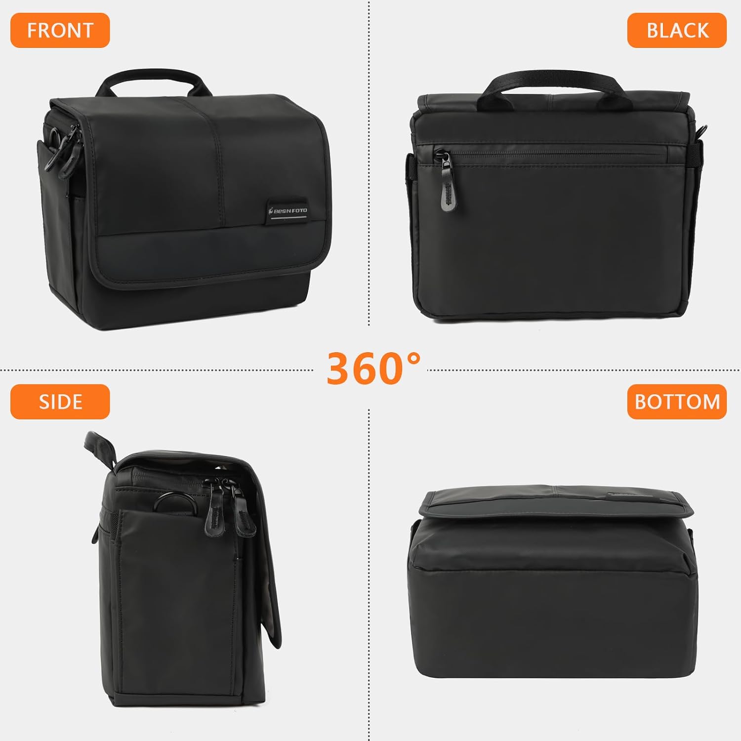 Besnfoto Camera Bag Small DSLR Camera Shoulder Bag for Photographer Waterproof Messenger Bag Crossbody Case Compatible with Canon Sony Nikon