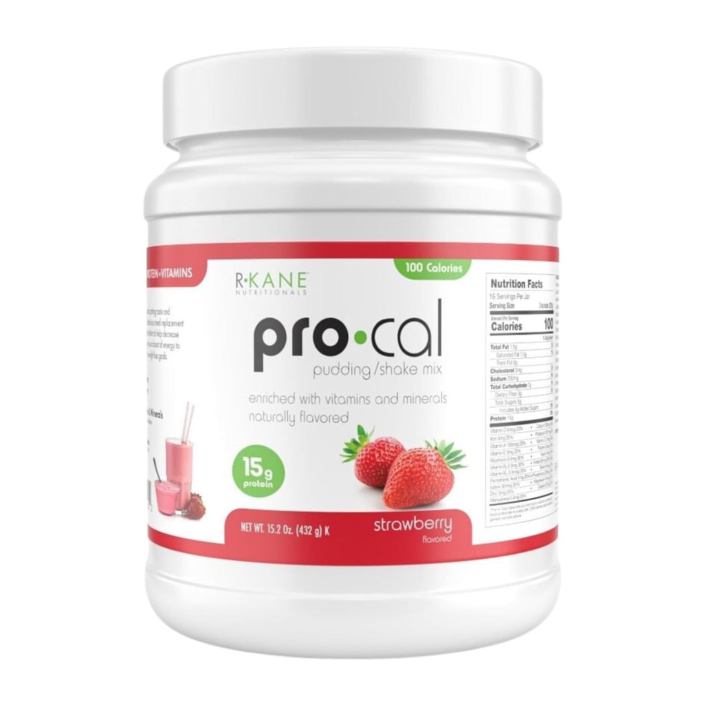 Pro-Cal Strawberry Meal Replacement Powder - High Protein, Low Calorie Shake & Pudding Mix - Low-Carb, Gluten Free - Breakfast Boost - Delicious & Easy to Prepare - 16 Servings, 15.2oz