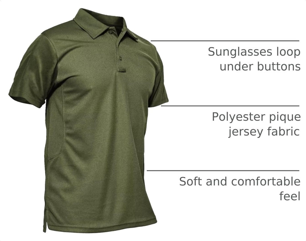 MAGCOMSEN Men's Polo Shirt Quick Dry Performance Short Sleeve Tactical Shirts Pique Jersey Golf Shirt