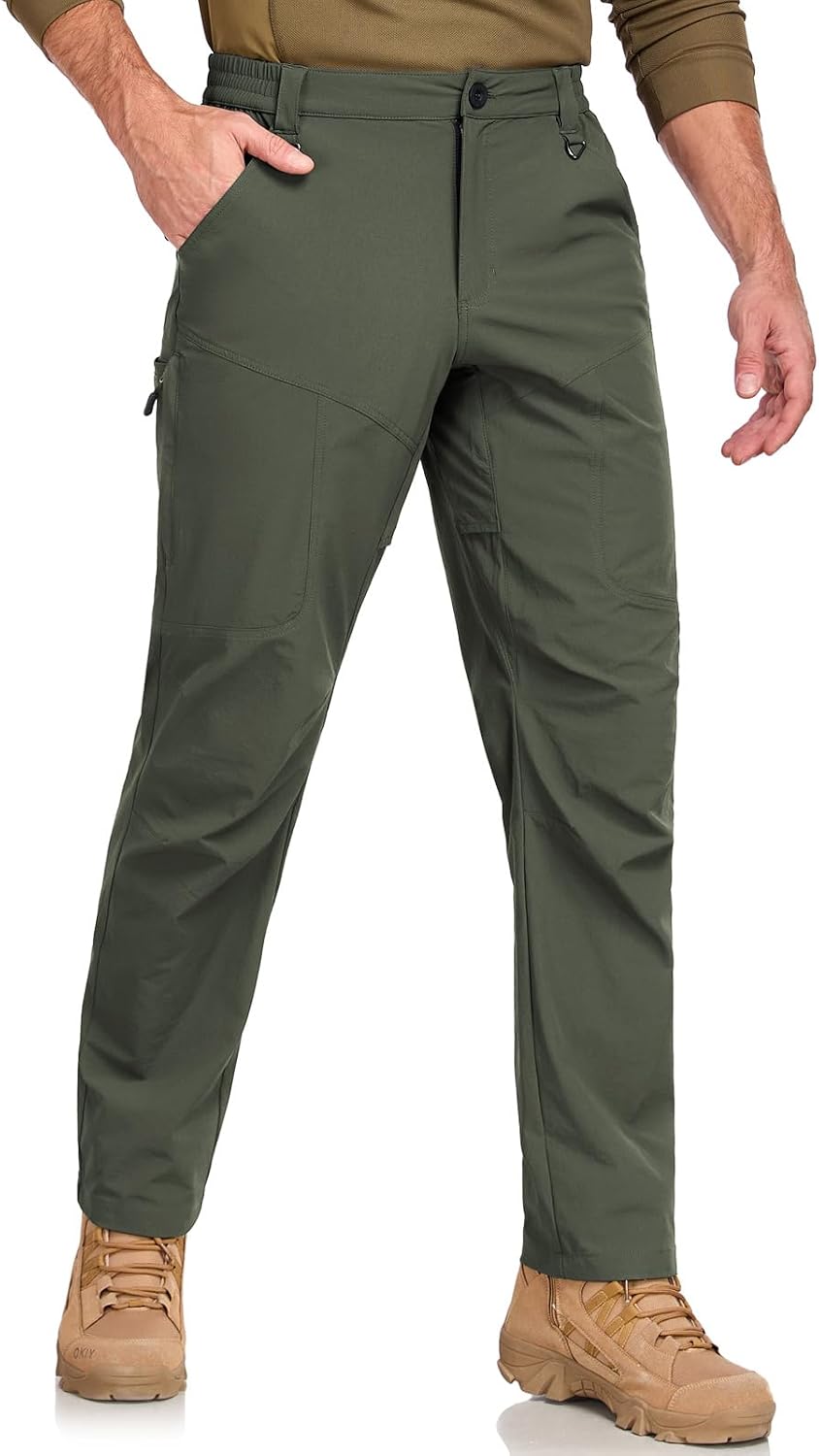 SPOSULEI Mens Lightweight Cargo Hiking Outdoor Quick Dry Work Tactical Pants 6 Pockets Water Resistant Fishing Travel Pants