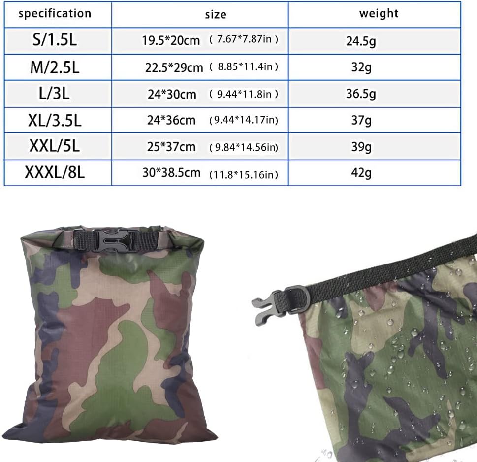 Dry Bag, 6-Pack Ultralight Dry Sack, Outdoor Roll Top Drybags