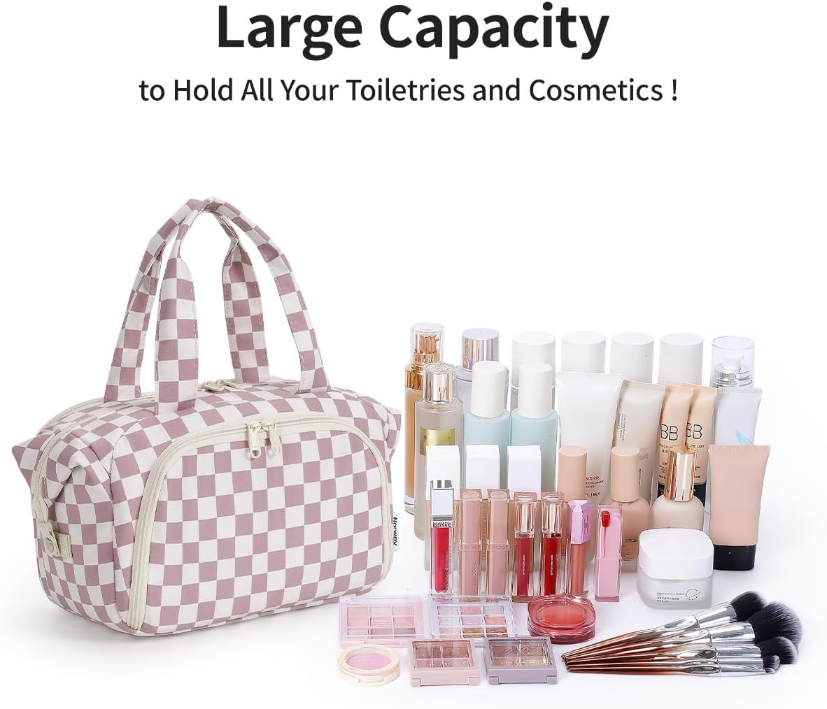 Narwey Travel Toiletry Bag for Women, Large Makeup Cosmetic Organizer Bag
