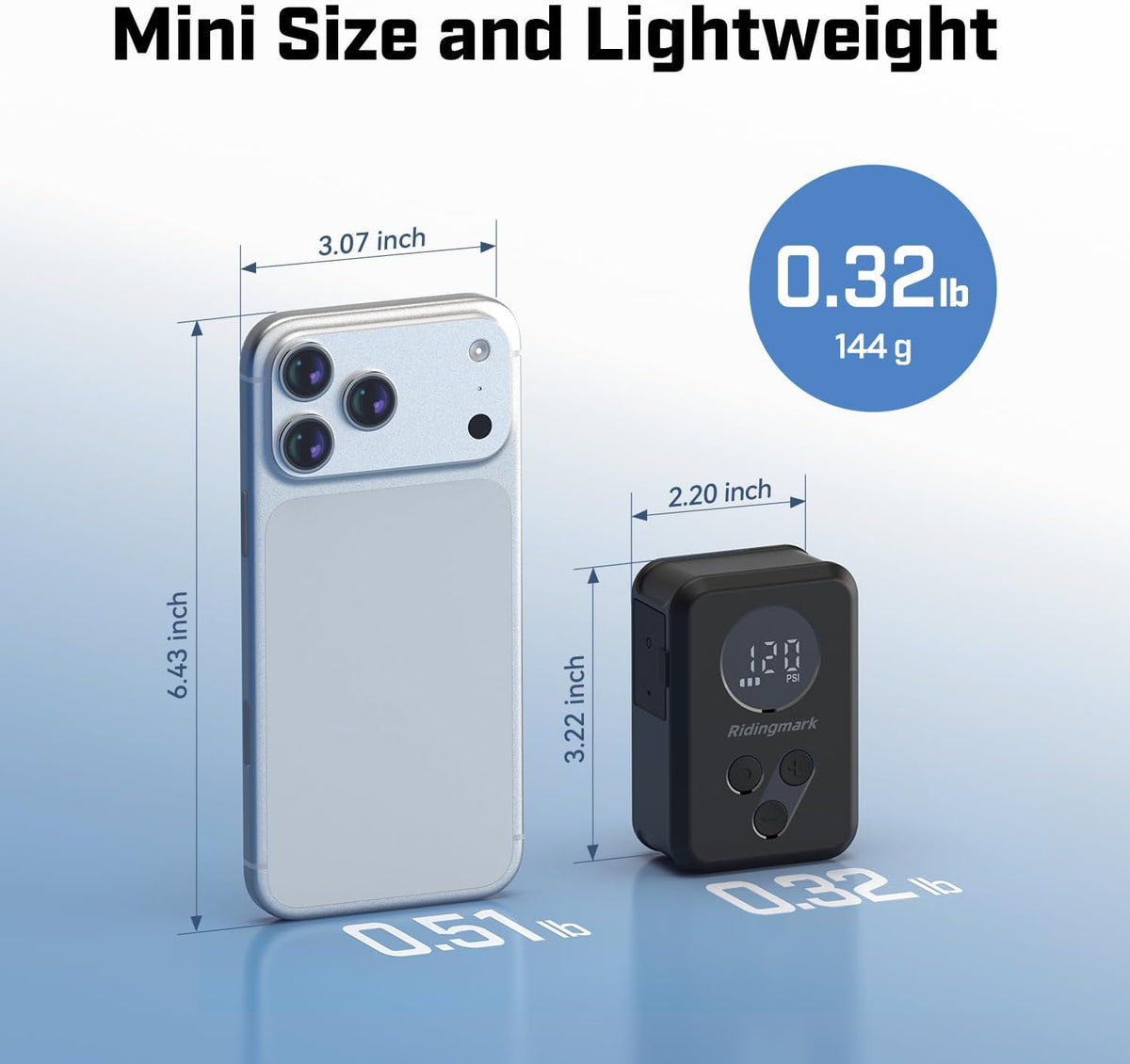 Waterproof Electric Bike Pump, Mini Bicycle Pump with Gauge