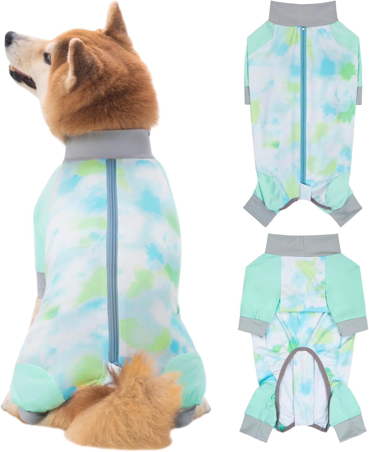 Dog Cooling Sun Protection Suit, Outdoor Fashion Onesie, UPF 50+ Lightweight Breathable Quick-Dry, Anti-Dirt & Anti-Shedding, Zipper Design for Easy Dressing Undressing (Cyan, XX-Large)