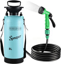 Portable Shower for Camping with 7 Spray Modes, Hand Press Camping Shower with Removable Hose and Shower Head,Pressure Rinse Kits for Hiking Traveling Garden Beach Pet Shower