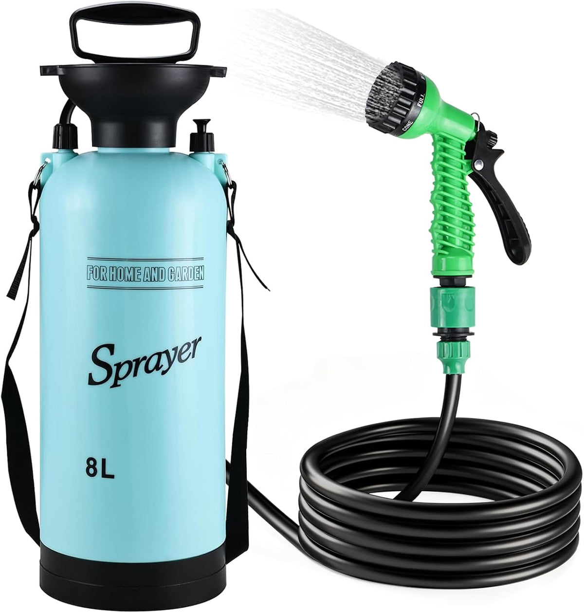 Portable Shower for Camping with 7 Spray Modes, Hand Press Camping Shower with Removable Hose and Shower Head,Pressure Rinse Kits for Hiking Traveling Garden Beach Pet Shower