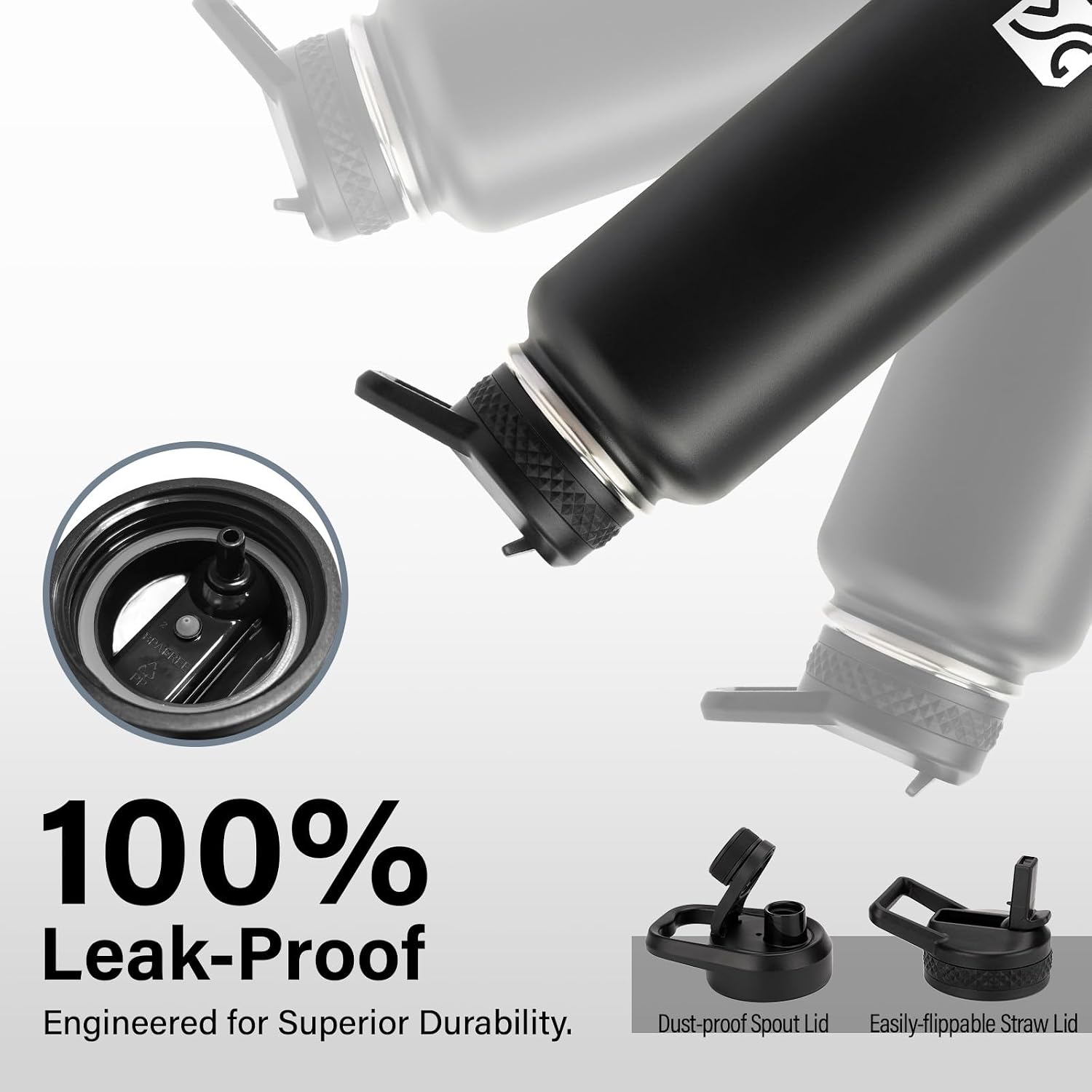 DYSANKY 40 oz Insulated Water Bottle | Thickened Stainless Steel Vacuum Metal | Portable Sports Water Jug for Gym and Hiking with Straw, Carrier Bag, Handle Strap | BPA-Free 40 oz, Black