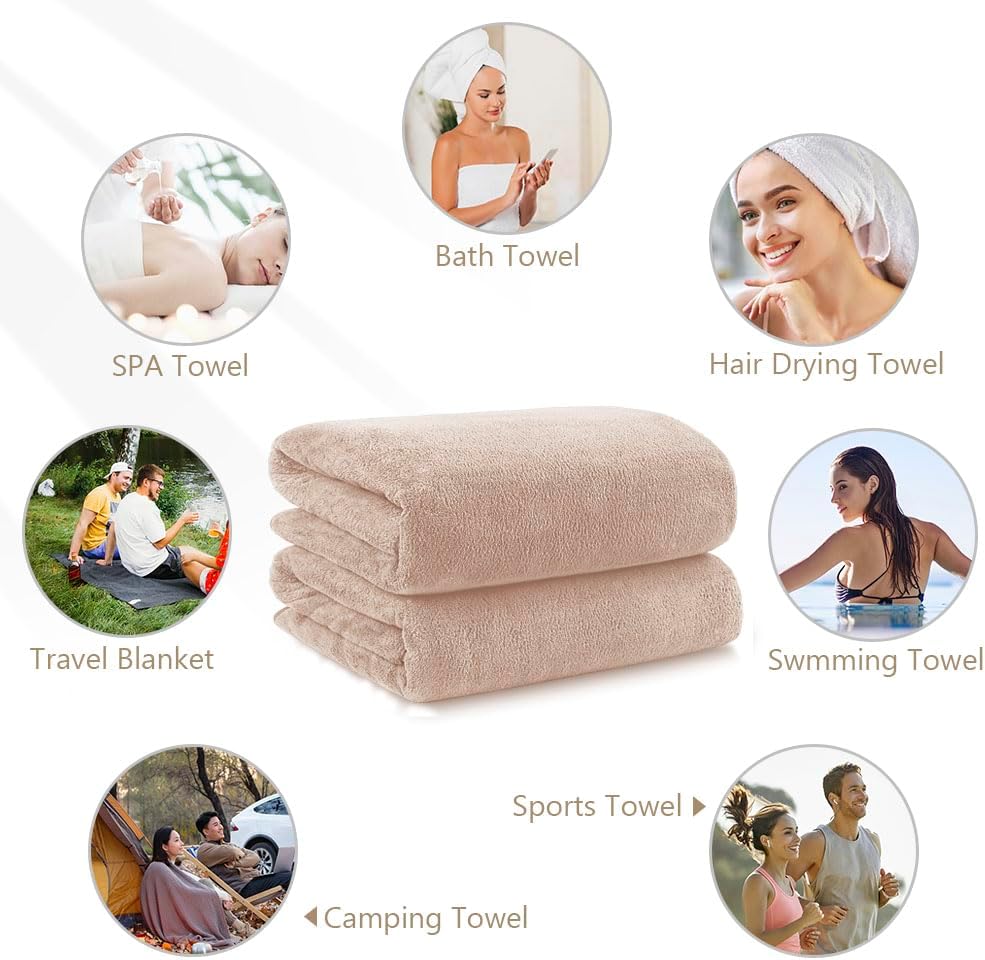 Orighty Bath Towels, Soft Feel Bath Towel, 2 Pack (27'' x 54'')
