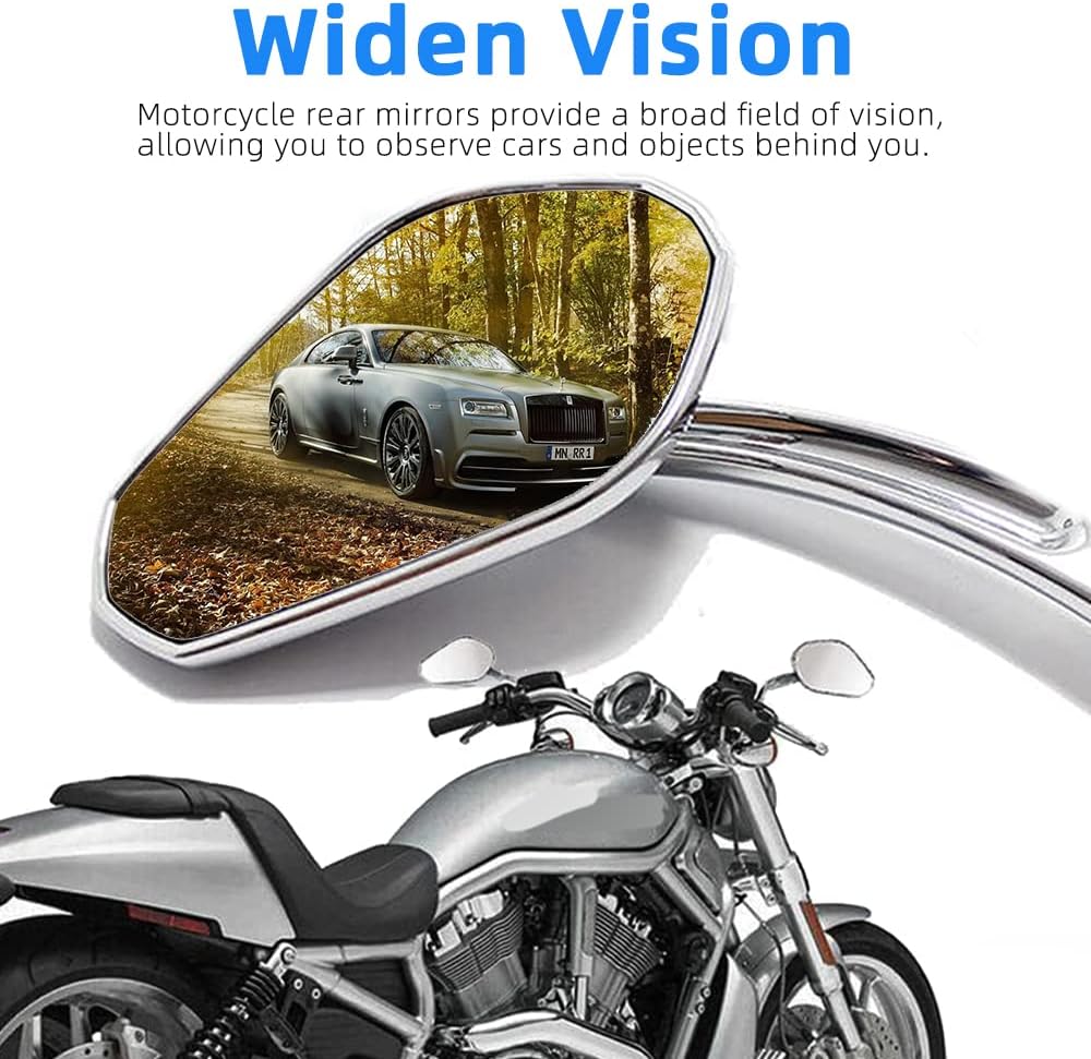DREAMIZER Sportster Mirrors Compatible with Harley Road King Street Electra Glide Dyna Softail Road Glide Motorcycle Rearview 1982-2026 (Chrome)