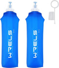 WRELS Soft Running Water Flask Soft Flasks Collapsible Soft Water Bottles Small BPA-Free for Sports Hiking Hydration Pack 5oz/8oz/17oz(BLUE,17oz*2)