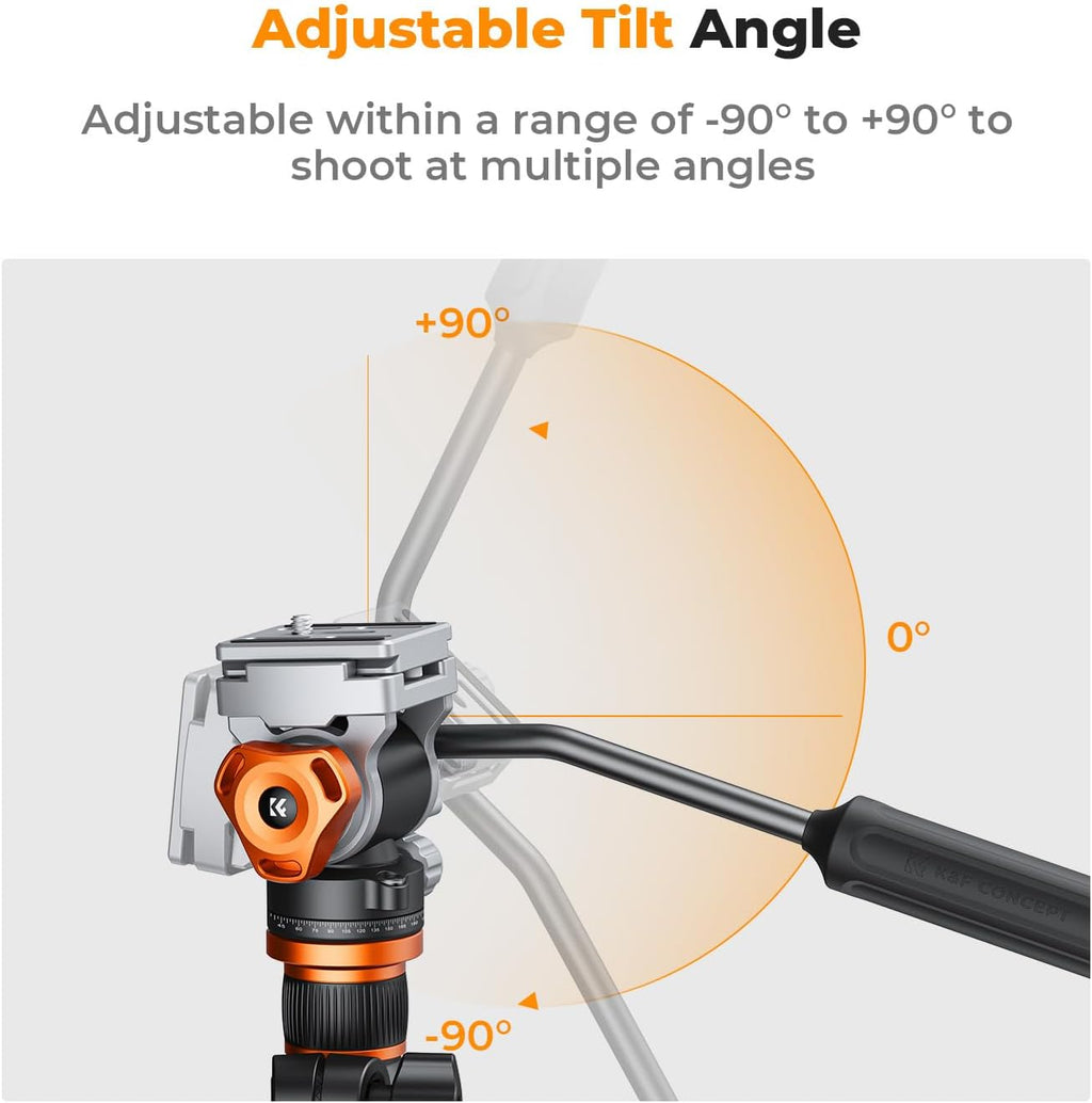 K&F CONCEPT Fluid Head, Silky-Smooth, Stable Tripod Fluid Head for pan and tilt,Arca Swiss-Compatible Fluid Head Mount, max Load 11 lbs/5kg FH-03