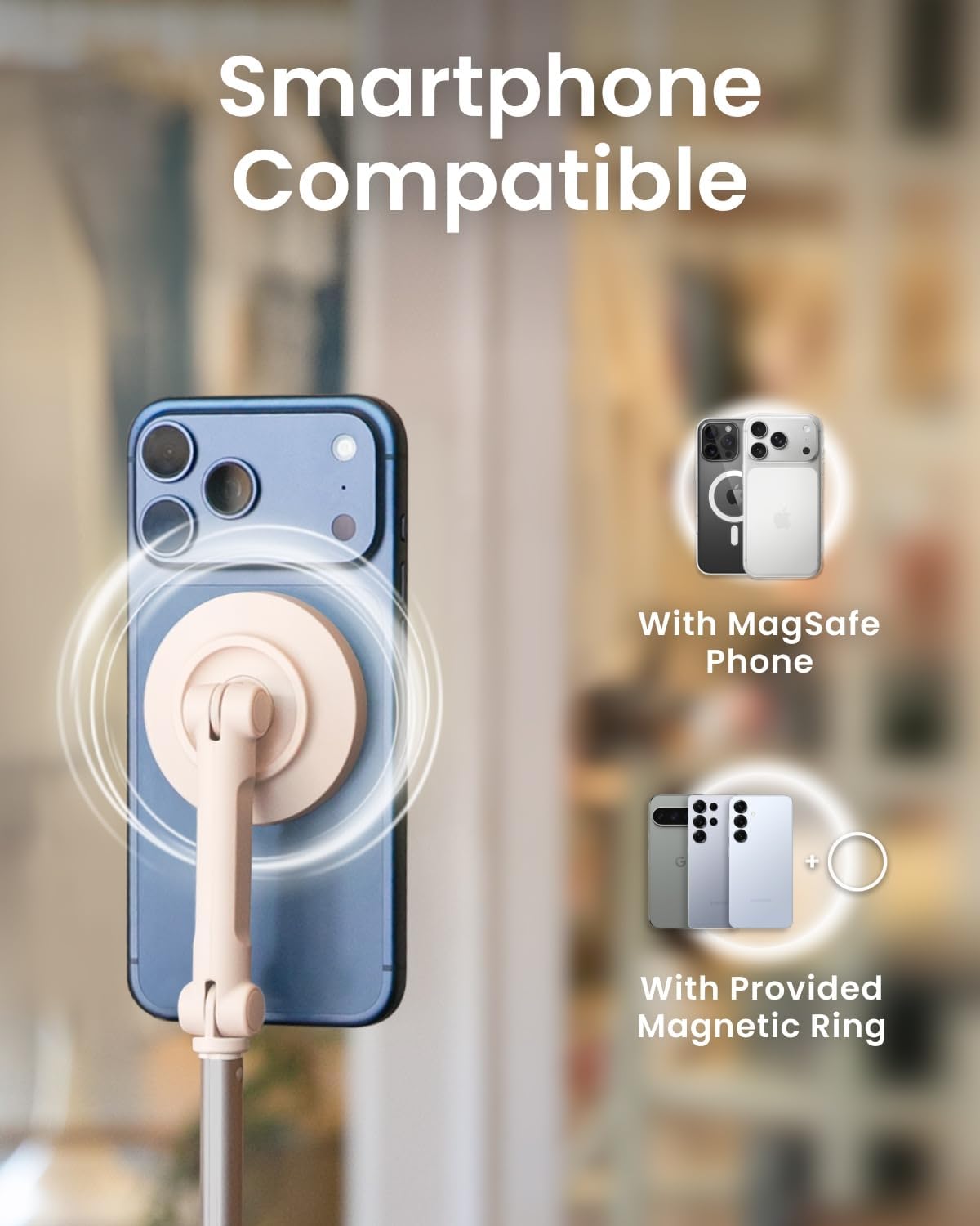 KraftGeek Magnetic Phone Tripod for iPhone, JustTap Tripod for MagSafe