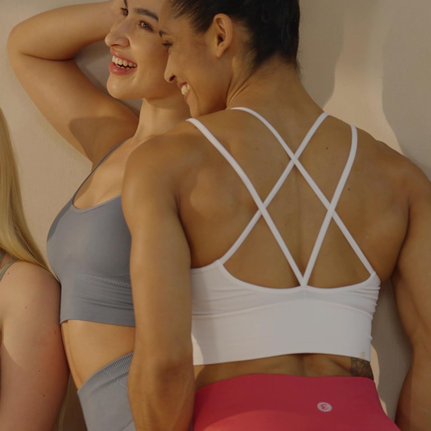 Women's Cross Back Sport Bras, Padded Strappy Seamless Low Impact 3-5 Pack