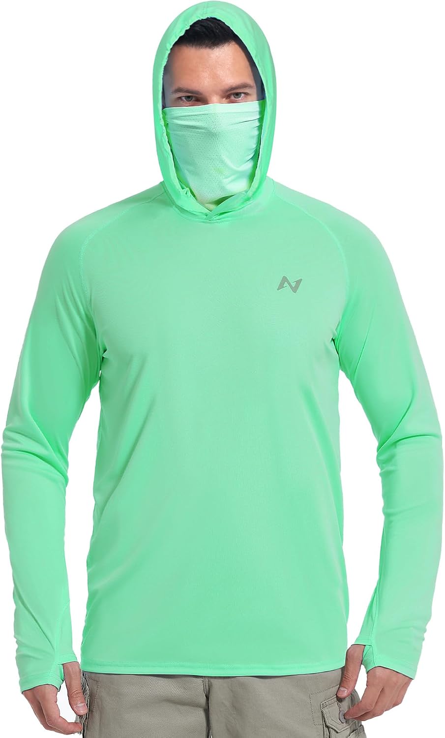 isnowood Mens UPF 50+ Sun Hoodie Long Sleeve Fishing Shirt with Face Mask