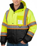 TICONN Hi Vis Safety Bomber Jacket, Fleece-Lined Waterproof ANSI Class 3