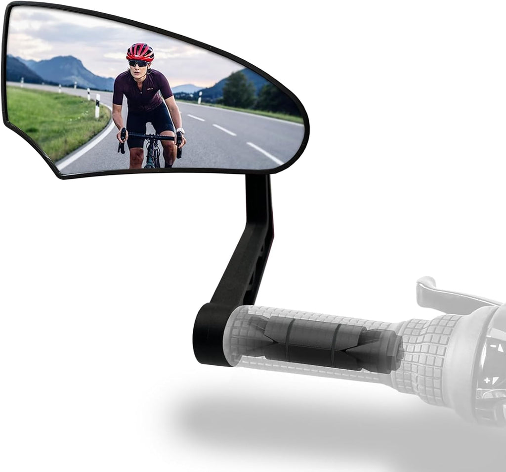 Bike Mirror HD Glass Adjustable Bar End Bike Rear View Mirror Left