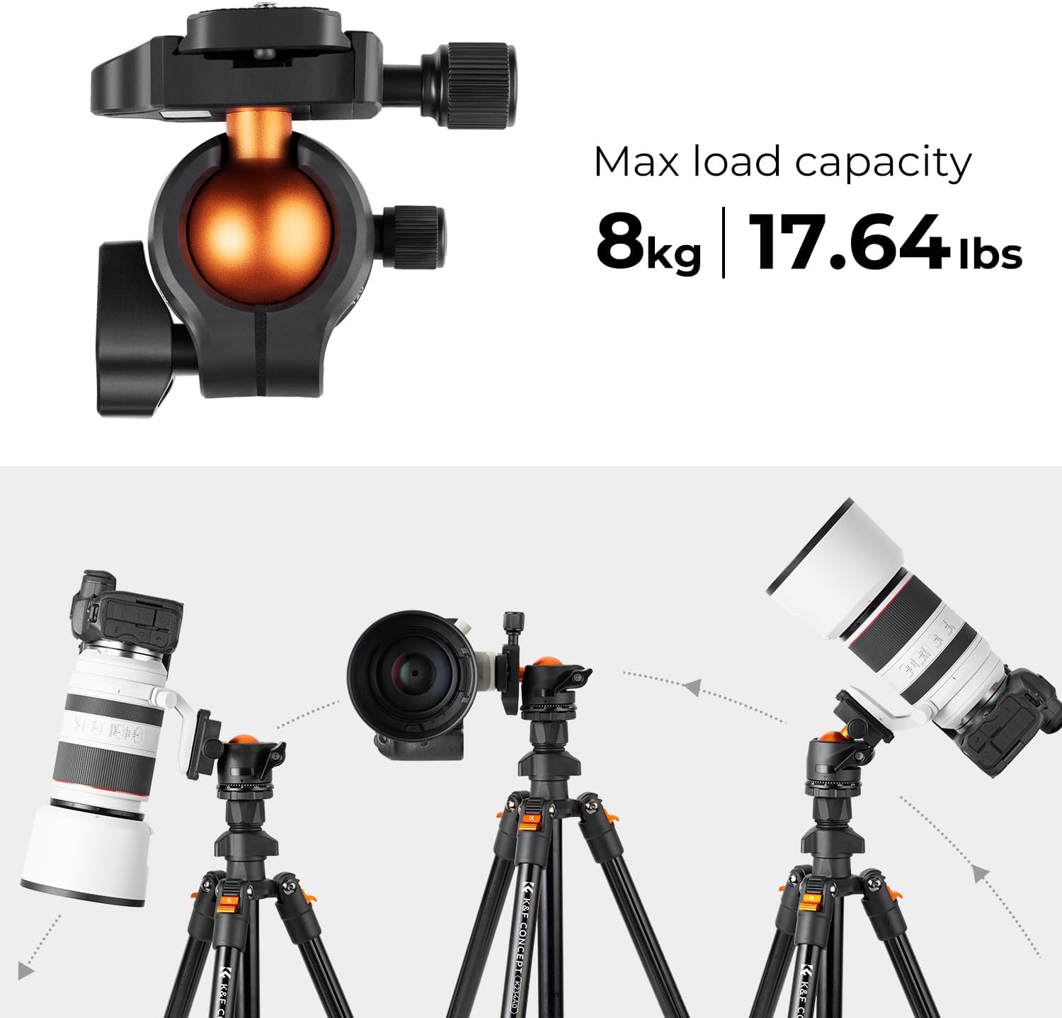K&F Concept 64 inch/163cm Lightweight Aluminum Travel Camera Tripod