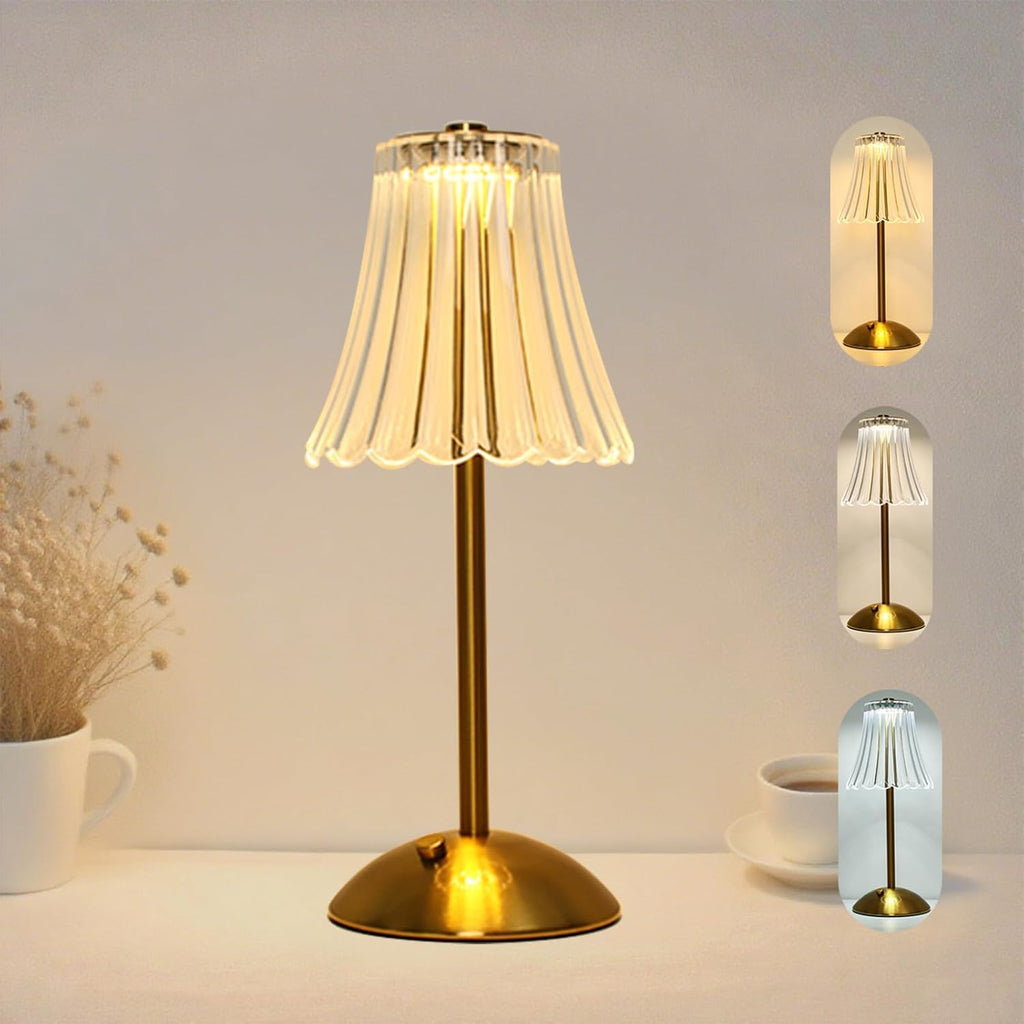 2 Pcs Cordless Rechargeable Table Lamp, Touch Dimming, 3 Color Modes