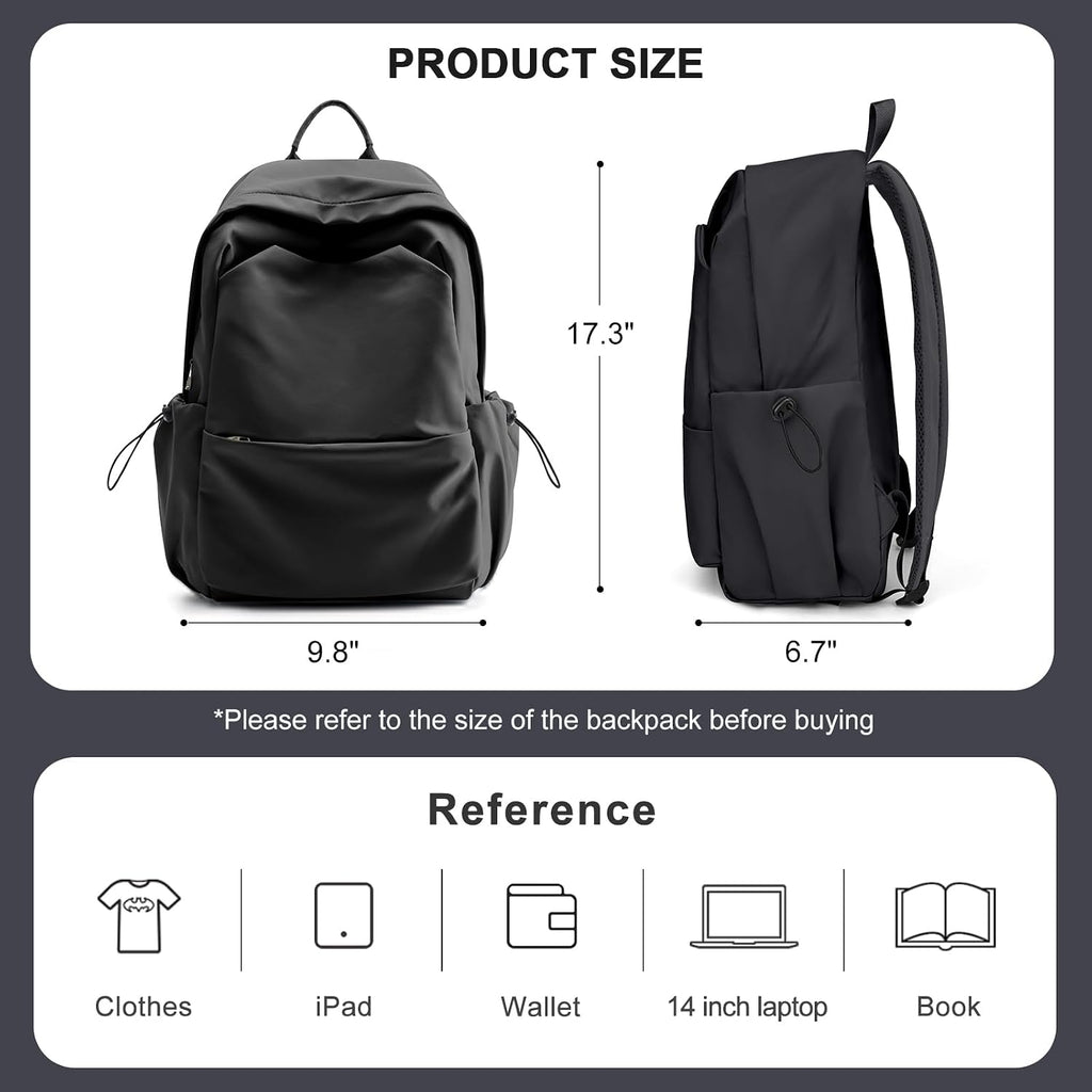 coofay Black Backpack for Women, Small School Backpack for College