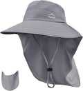 Rosoz Sun Hat for Men Women with Neck Flap& Removable Face Cover Wide Brim