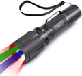 RGBW 4 Modes Flashlight, Red Green Blue White Light Options | Zoomable & Memory Function | Multi-Color Changing | Compact, Weatherproof for Night Vision | No Battery Included