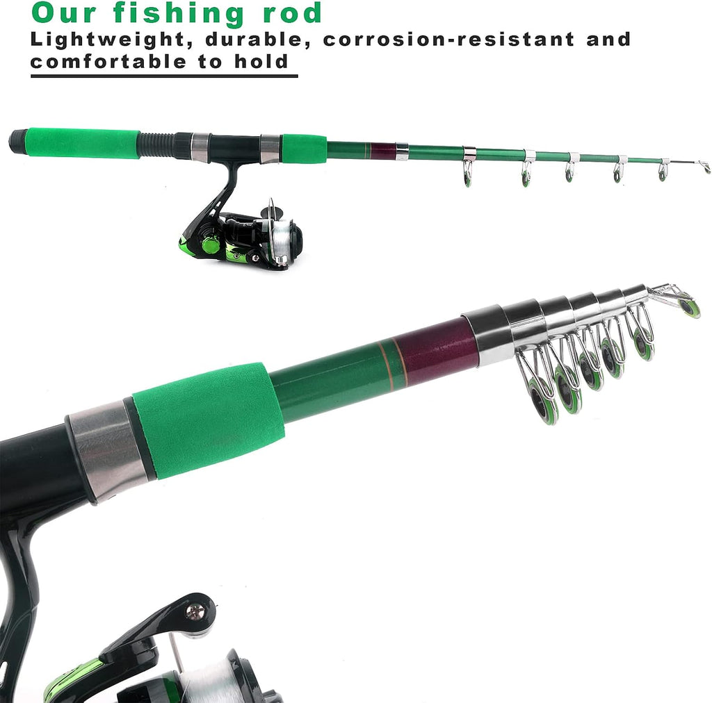 Fishing Rod Reel Full Kit Portable Travel Spinning Pole Reel Lure Carry Bag