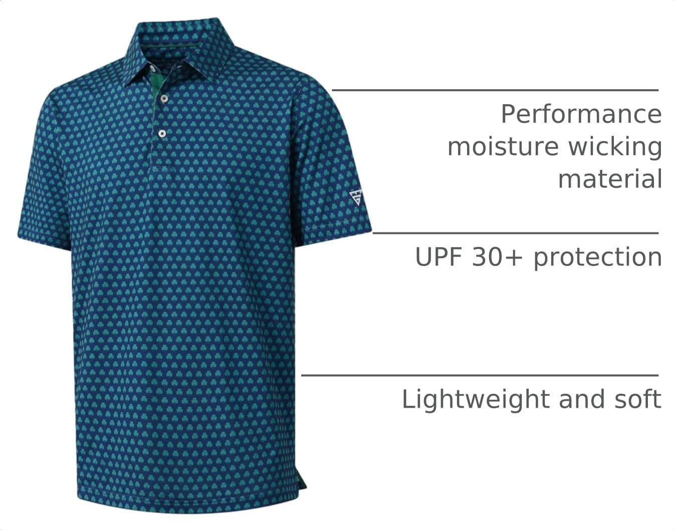 M MAELREG Mens Golf Shirt Short Sleeve Dry Fit Print Moisture Wicking Performance Patterns Collared Polo Shirt