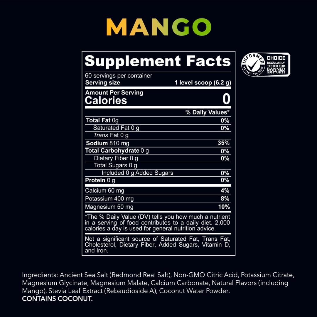 REDMOND Re-Lyte Sugar Free Electrolyte Powder Drink Mix (Mango)