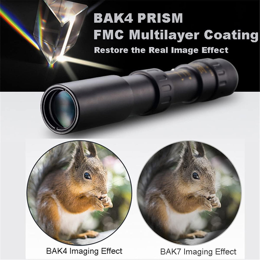 AISHFP 4K 10-300 X 40 MM Telescope, Super Zoom High Power Scope Night Vision Waterproof Military Monoculars Telescope for Camping Travelling,No Tripod