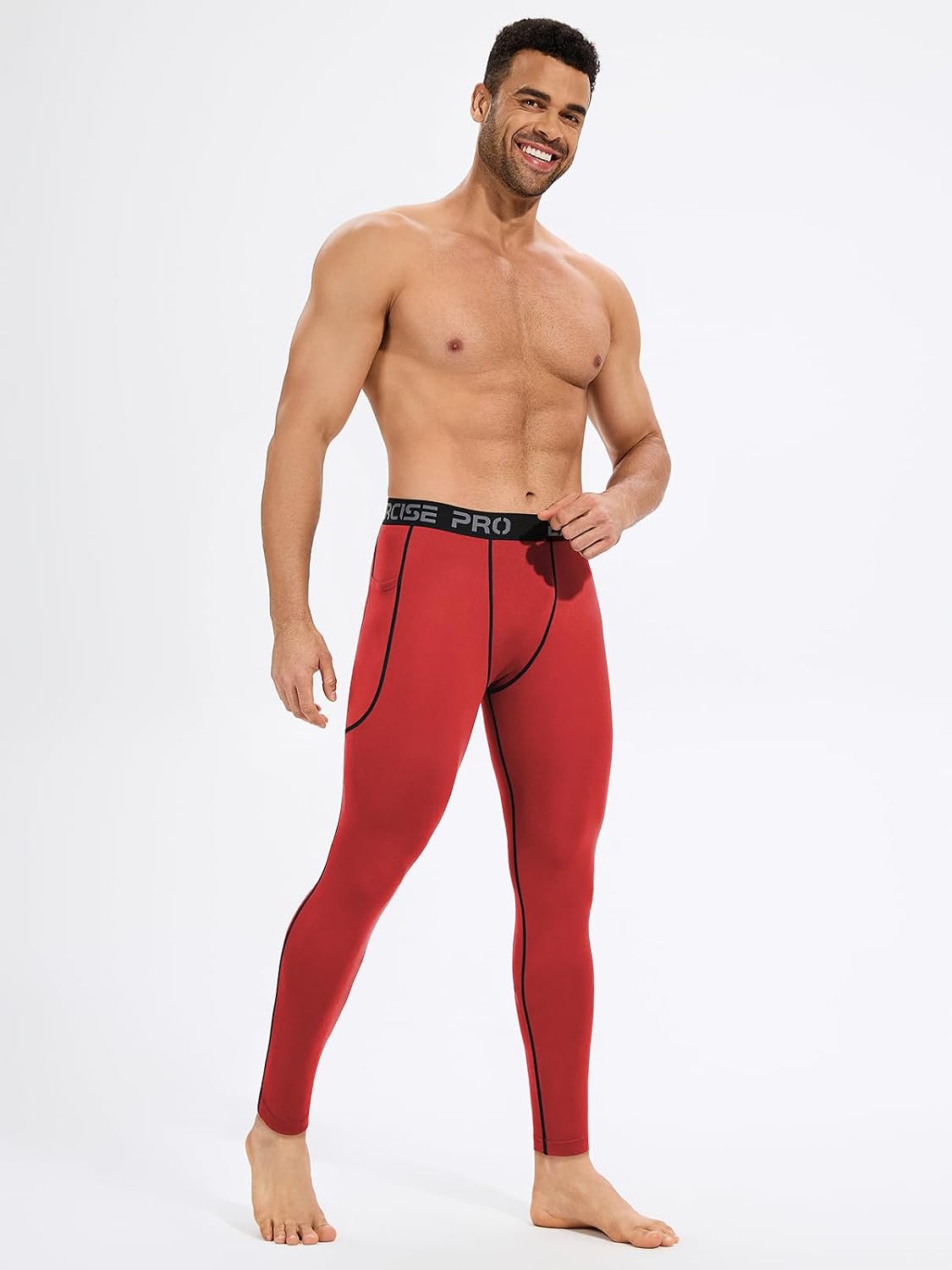 4 Pack Men’s Compression Pants Running Tights Workout Leggings for Men Athletic Base Layer Bottoms with Pockets