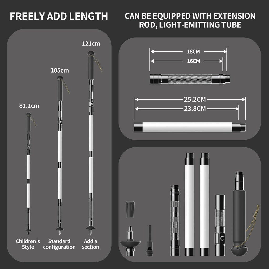 LED Trekking Pole,Lightweight Aluminum Hiking Poles for Women&Men,Collapsible Walking Sticks for Travel, Multifunctional Walking Sticks for Travel, Night Hiking, Mountaineering & Camping