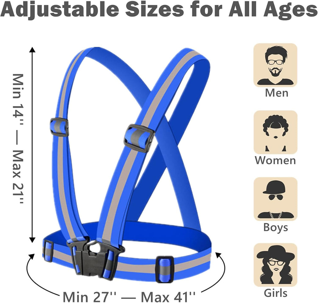 Reflective Vest, High Visibility Safety Vest Straps Reflective Gear for Night Running Walking Cycling for Men Women Kids