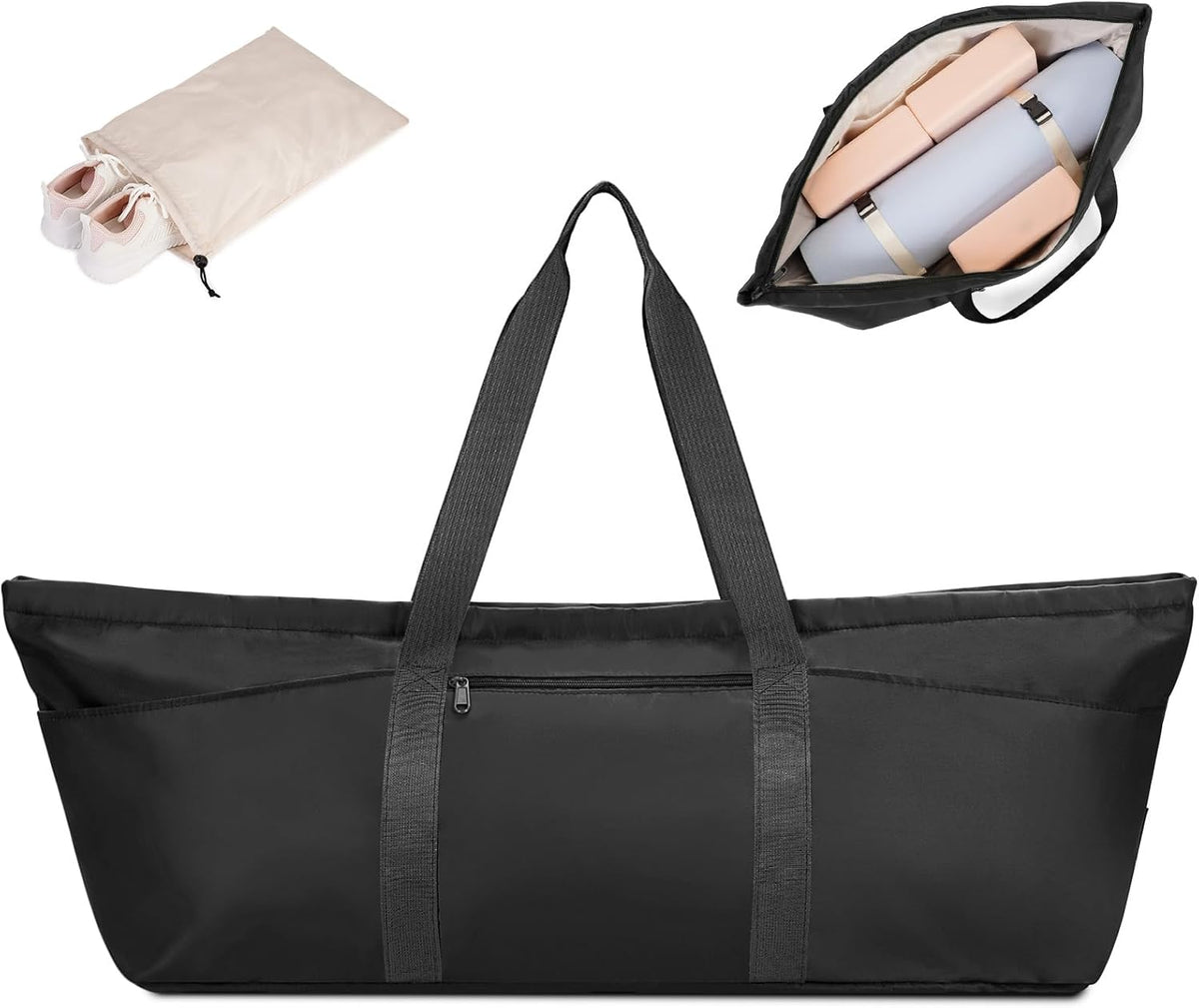 sportsnew Large Yoga Mat Bag Trolley Sleeve Gym Carrier Shoe Bag Wet Pocket