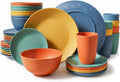 40-Piece Unbreakable Plastic Wheat Straw Dinnerware Set - Multi Color, 8-Person Dish Set for Dinner, Plates, Bowls, Cups & Appetizer Plates - Perfect for Outdoor Camping