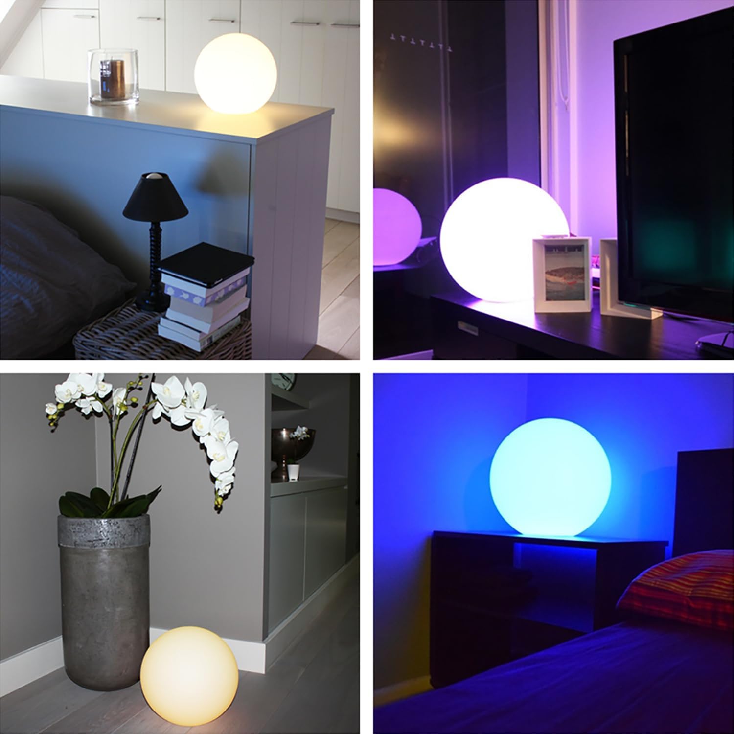 Mr.Go 10-in RGB LED Ball Light, Rechargeable Waterproof Globe Lamp w/Remote